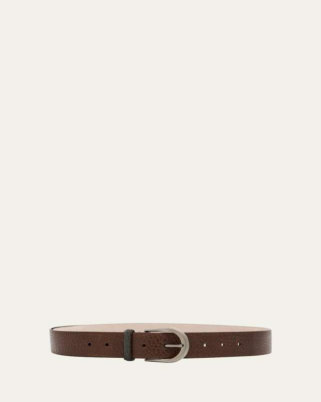 Calf Leather Belt W/ Brass Buckl